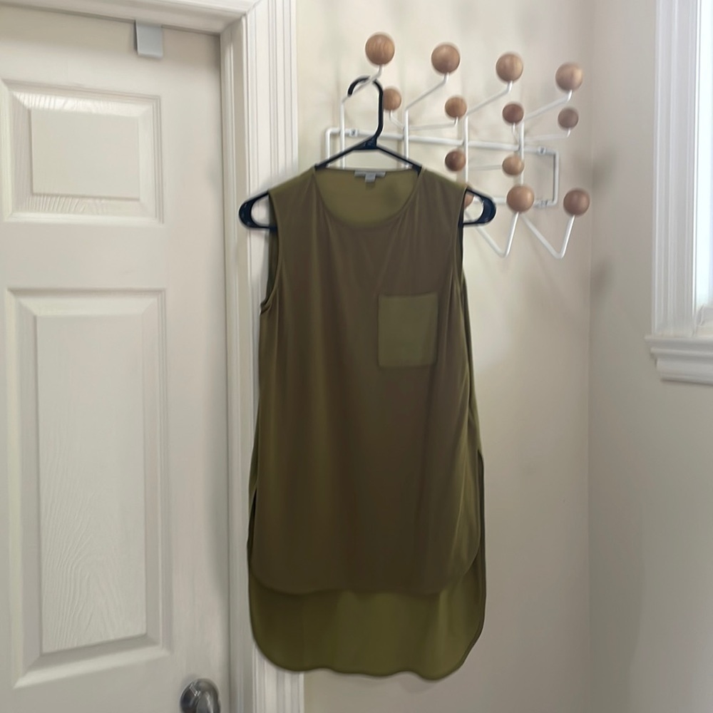 Cos - 100% Silk Sleeveless Shirt Flowly Top  - Green - SX
